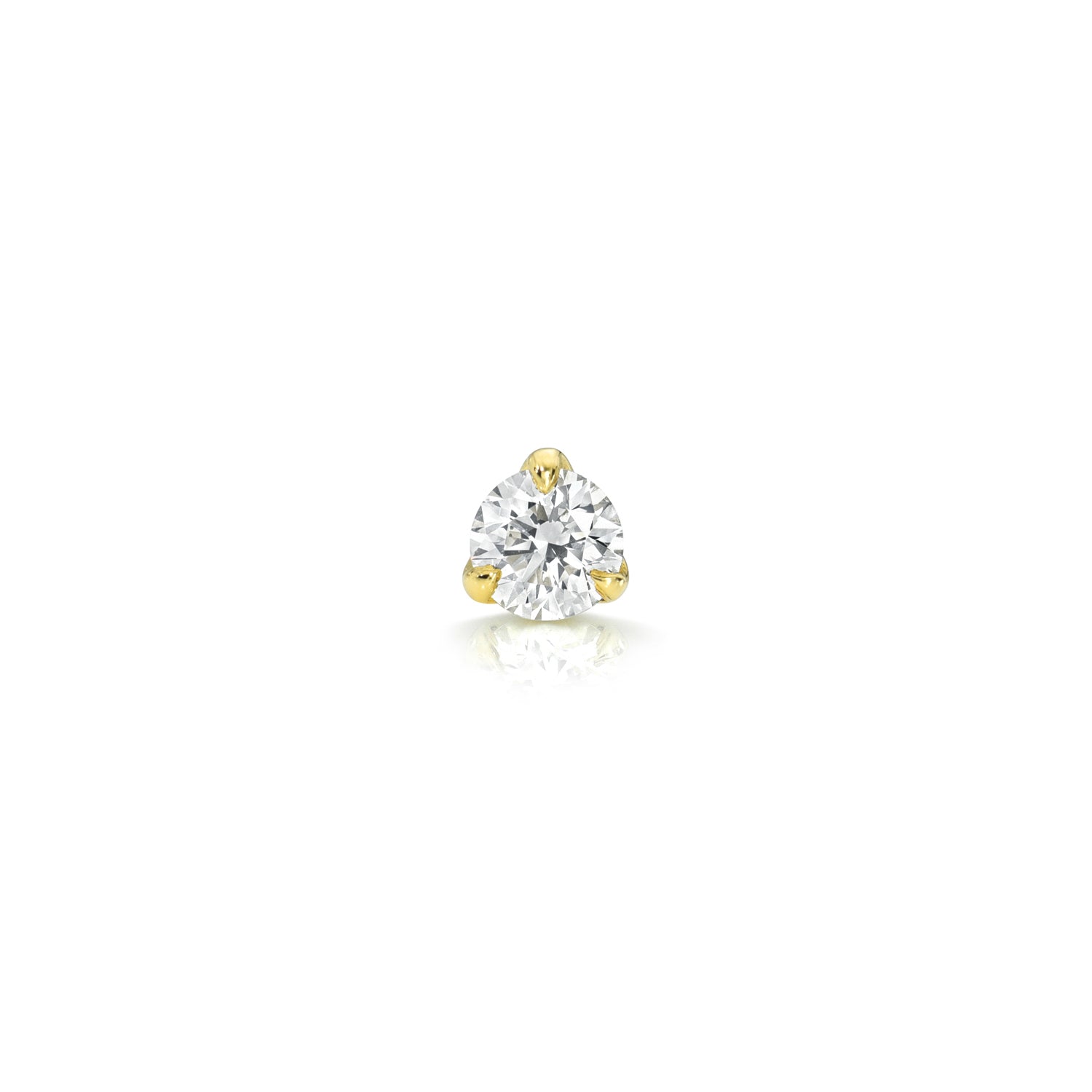 18k yellow gold round diamond claw setting post stud with butterfly backing