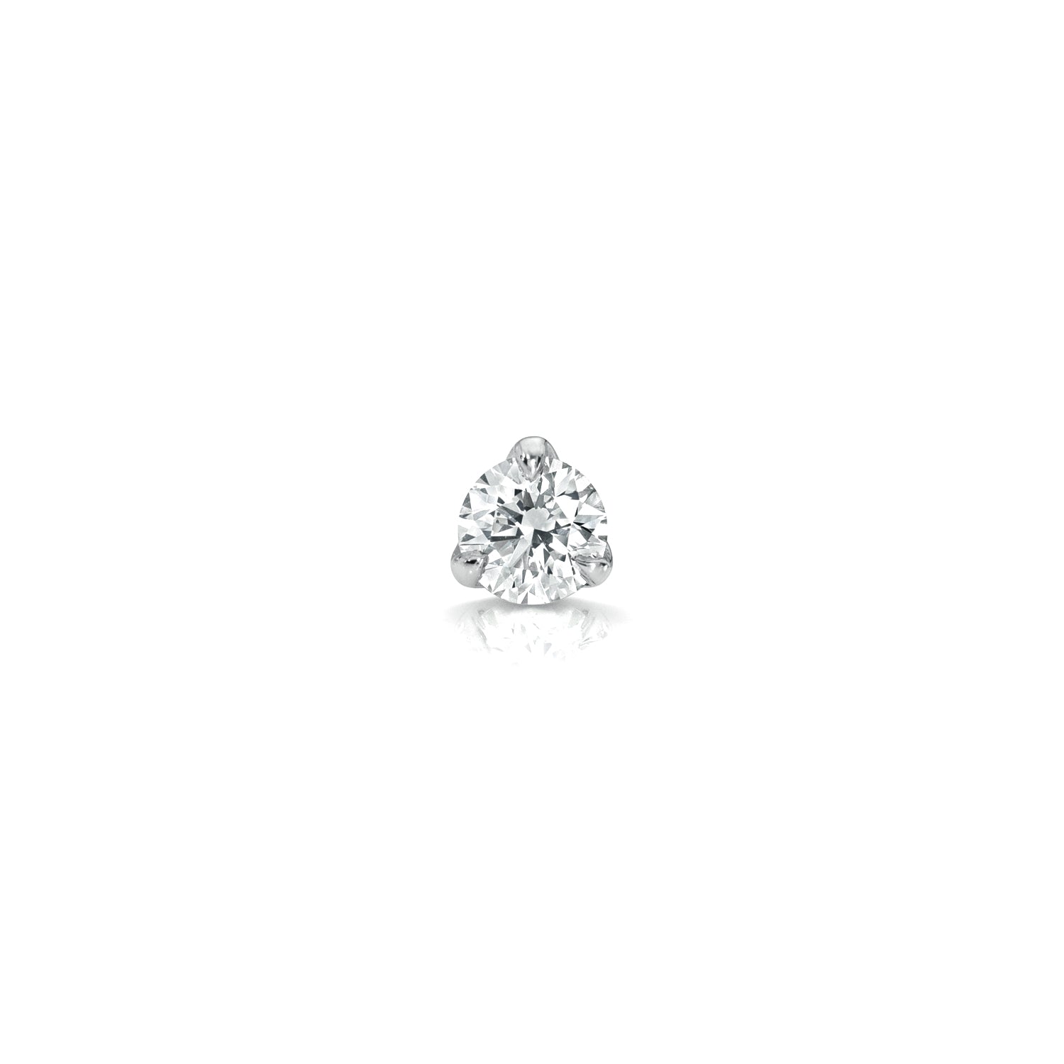 18k white gold round diamond claw setting post stud with butterfly backing