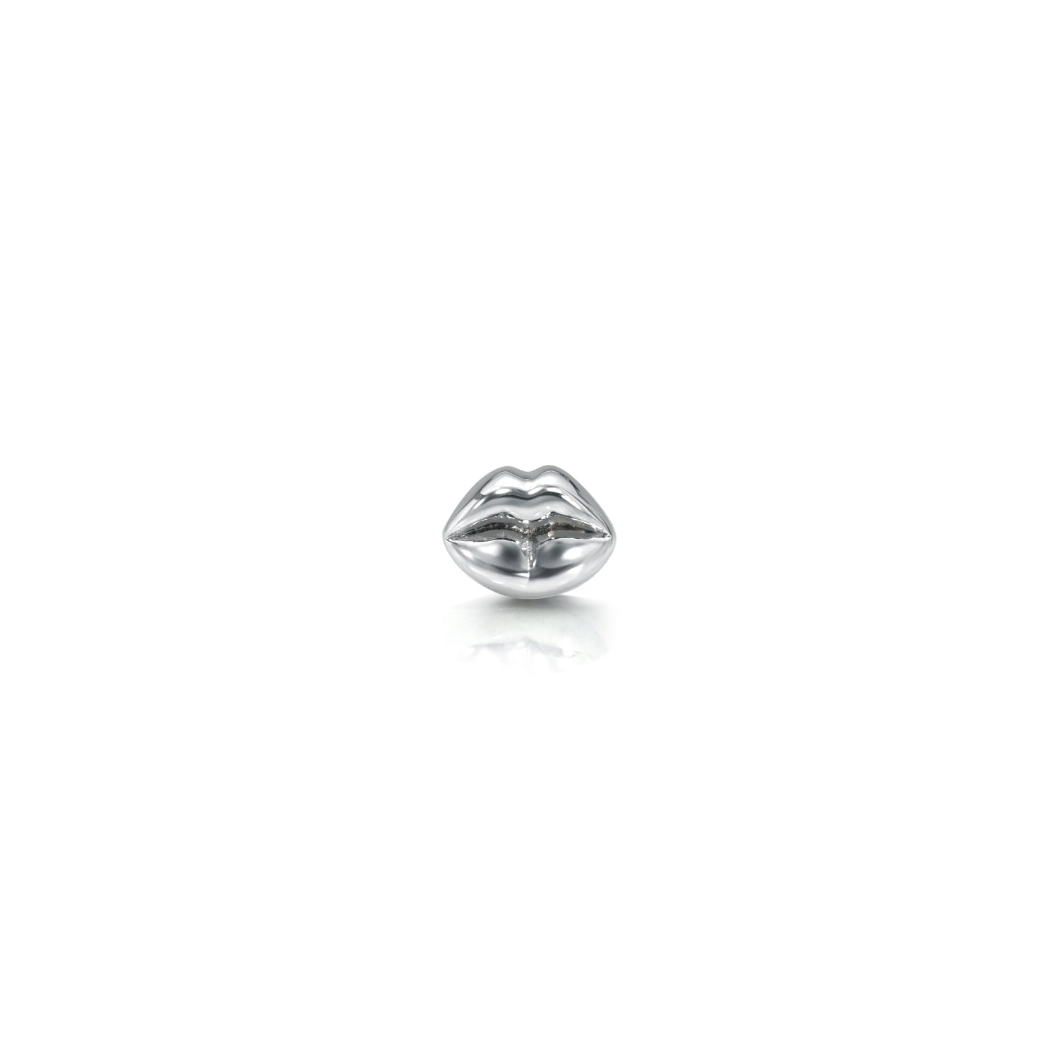18k white gold lip stud with lip motif flat back