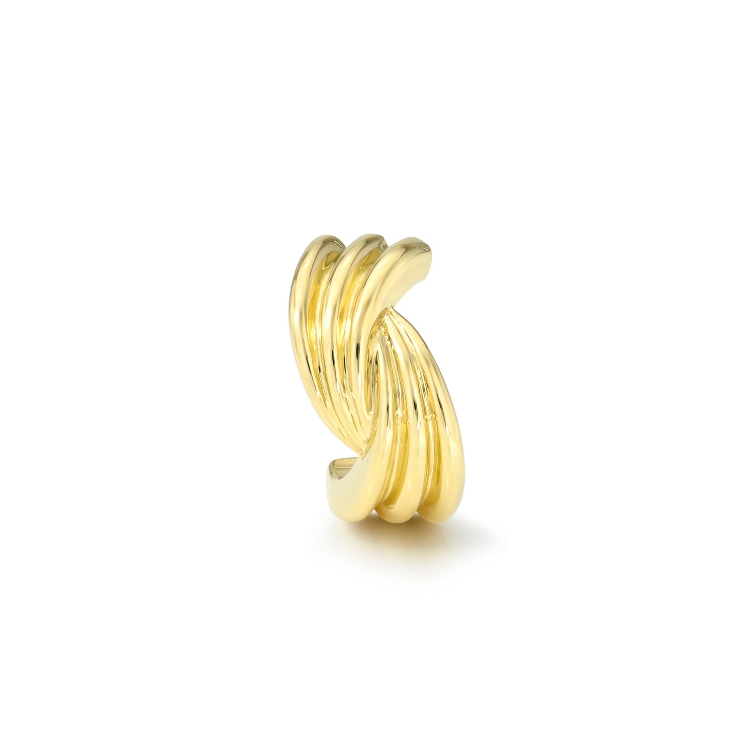 18k yellow gold 9.5mm triple tapered half-hoop post earring