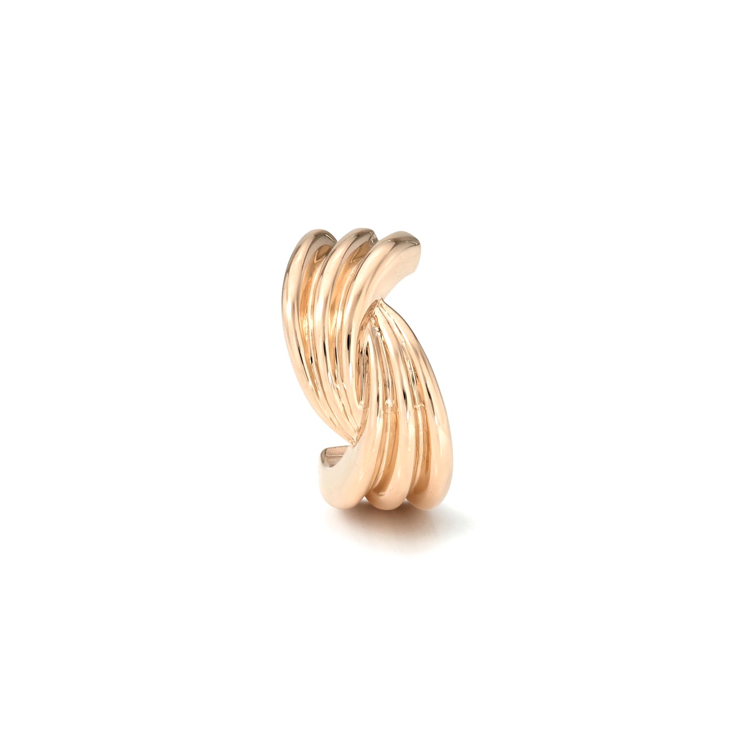 18k rose gold 9.5mm triple tapered half-hoop post earring