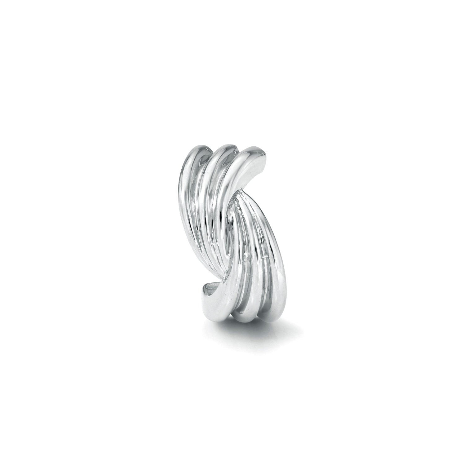 18k white gold 9.5mm triple tapered half-hoop post earring