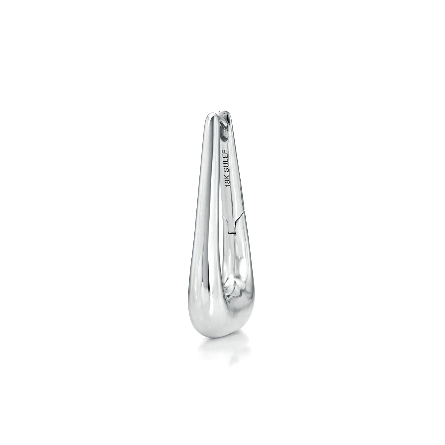 18k white gold 20mm trapezoid/trapeze shaped hinged hoop