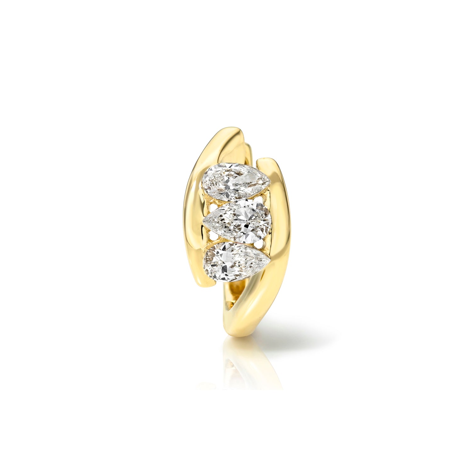 18k yellow gold 9.5mm three pear diamond hoop