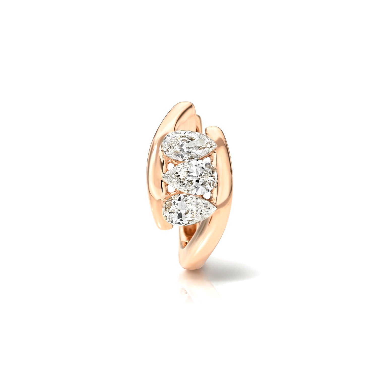 18k rose gold 9.5mm three pear diamond hoop