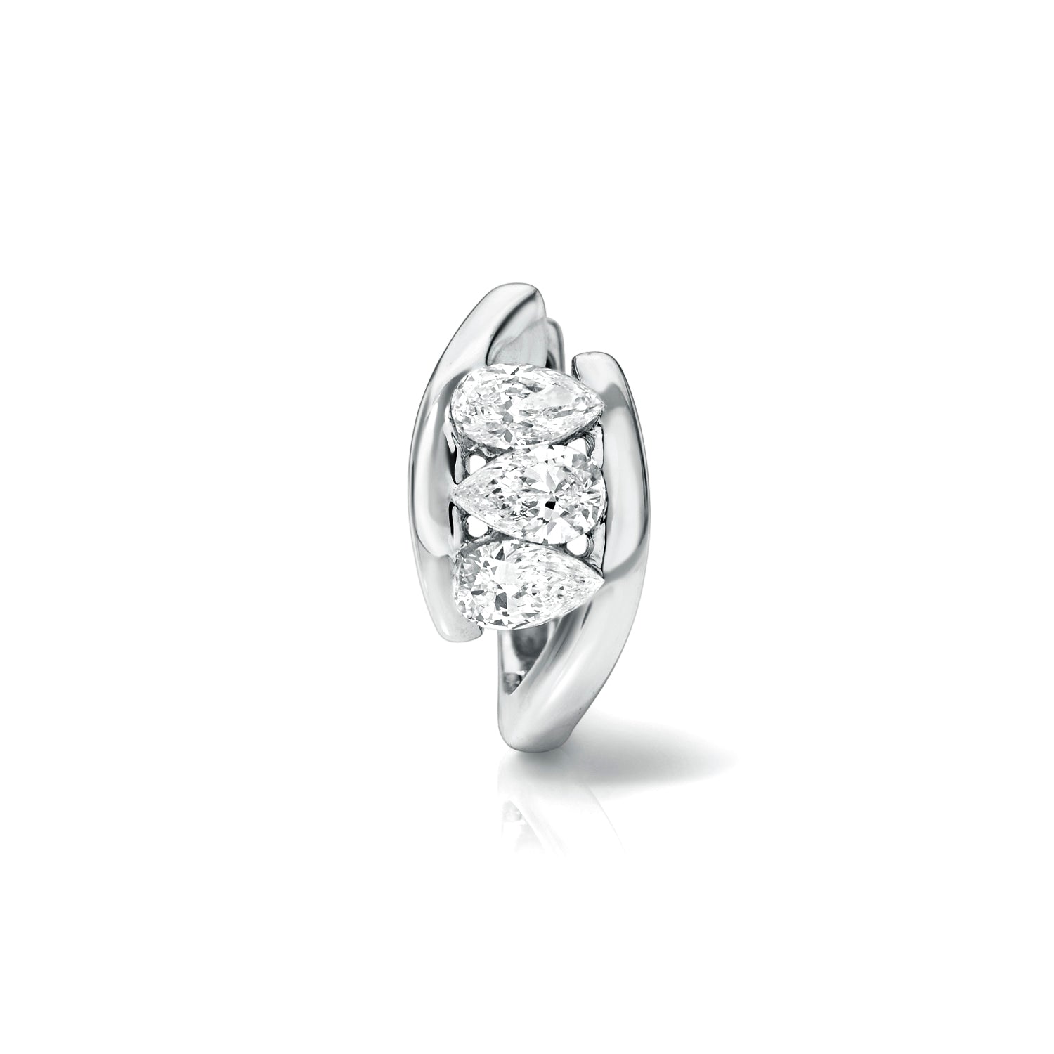 18k white gold 9.5mm three pear diamond hoop