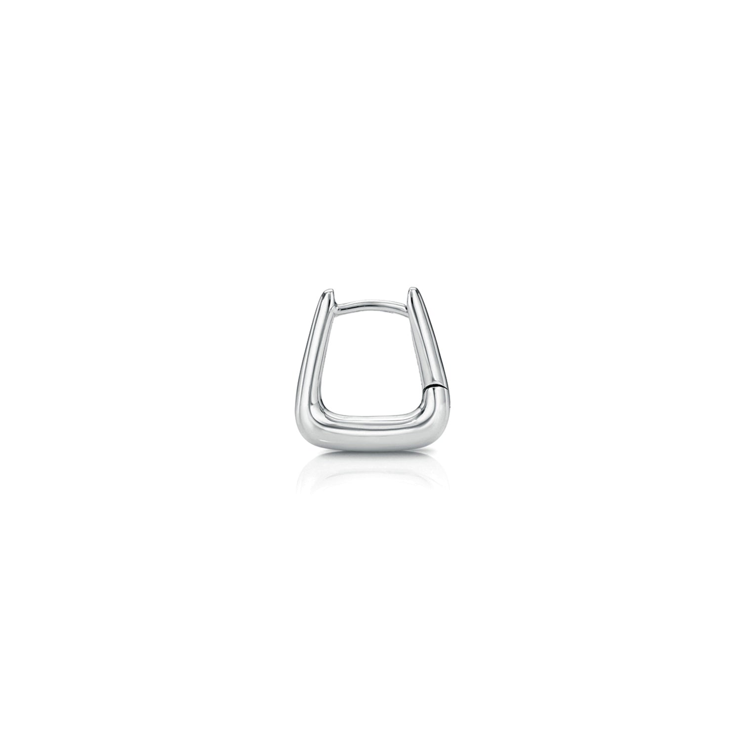 18k white gold 8mm trapezoid/trapeze shaped hinged hoop