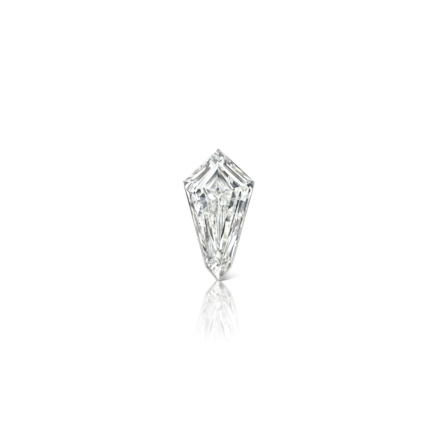 18k white gold floating kite diamond stud with lip motif flat back