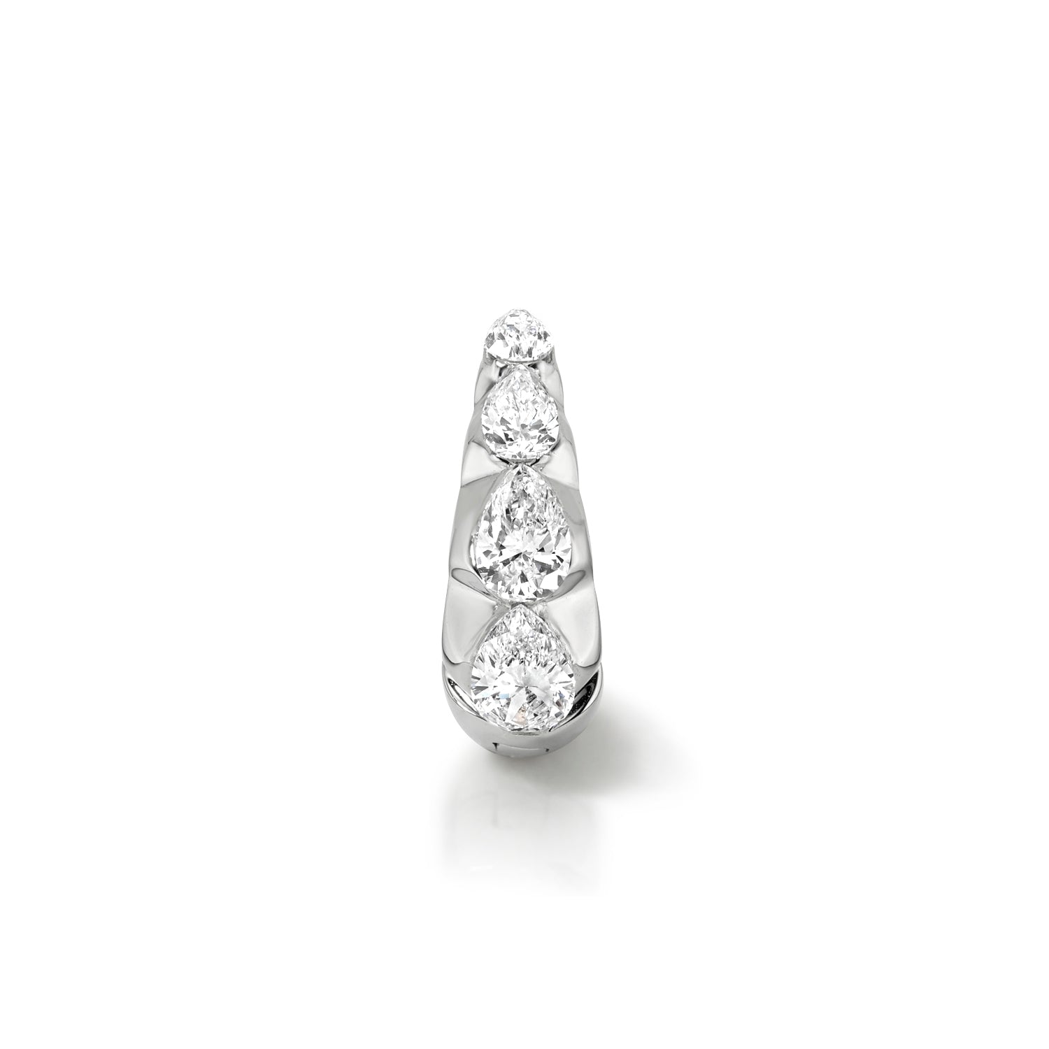 18k white gold 9.5mm graduating pear diamond tapered hoop