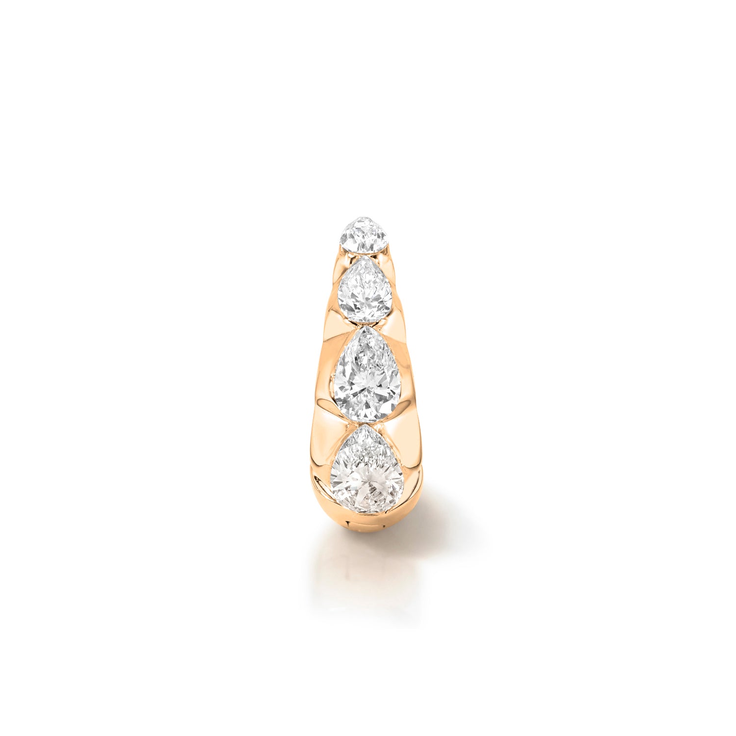 18k rose gold 9.5mm graduating pear diamond tapered hoop