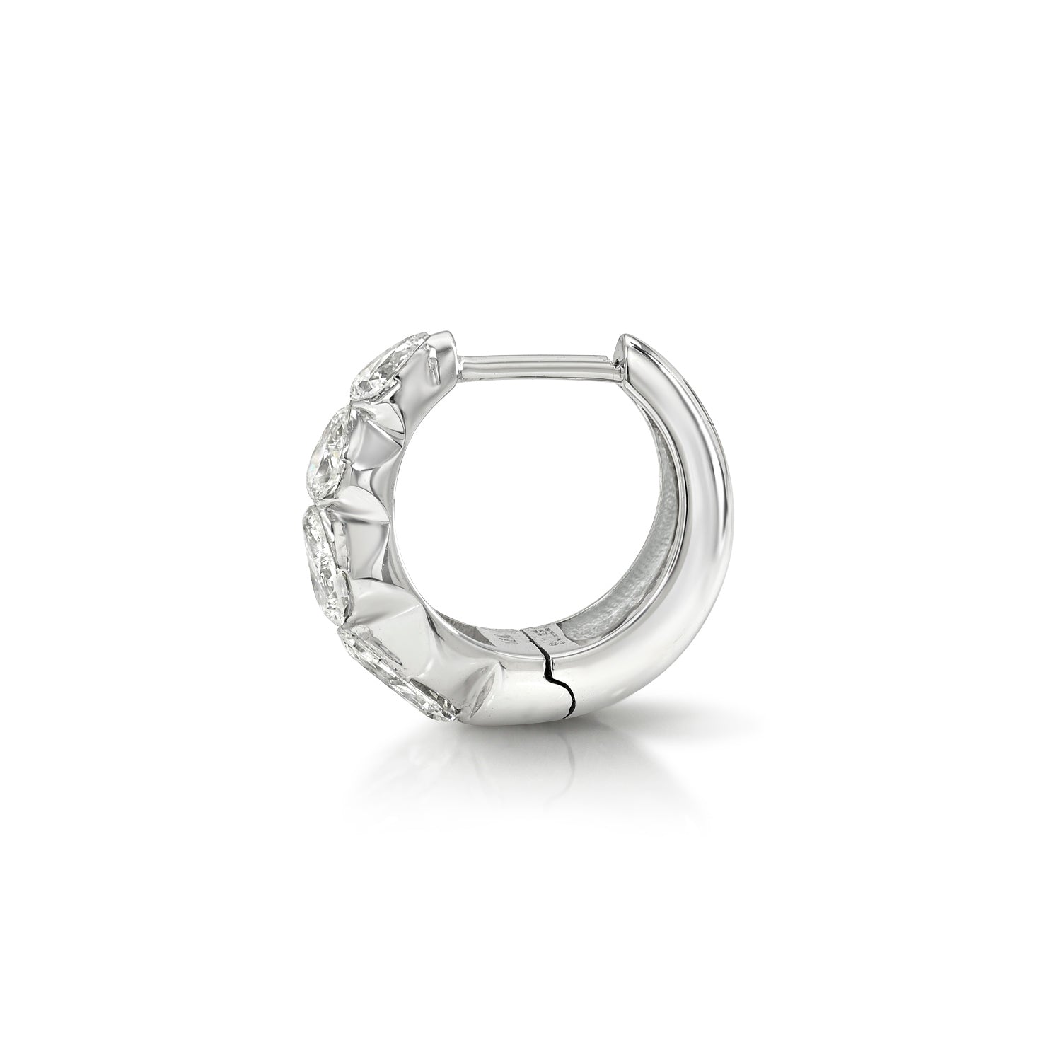 18k white gold 9.5mm graduating pear diamond tapered hoop