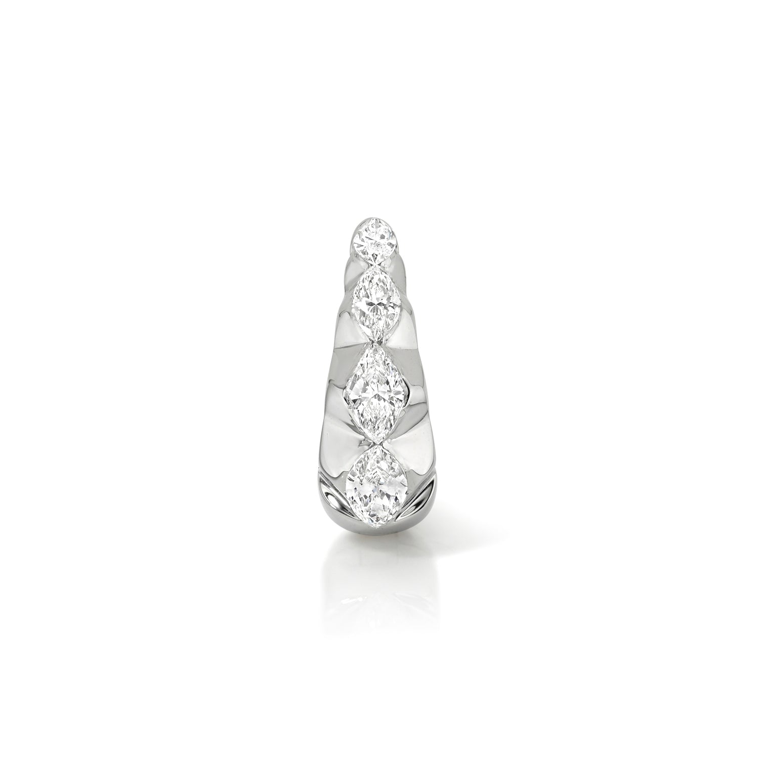 18k white gold 9.5mm graduating marquise diamond tapered hoop