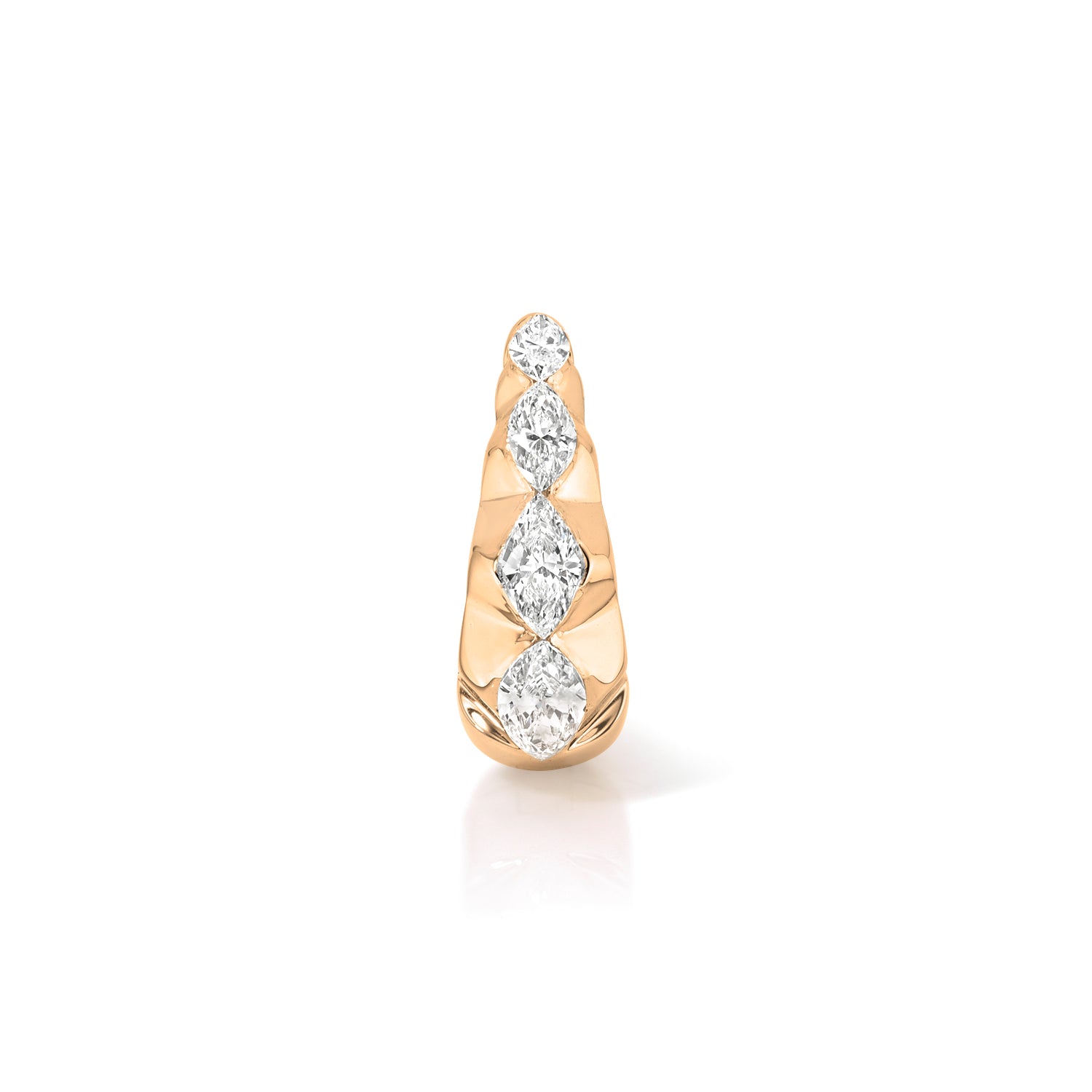 18k rose gold 9.5mm graduating marquise diamond tapered hoop