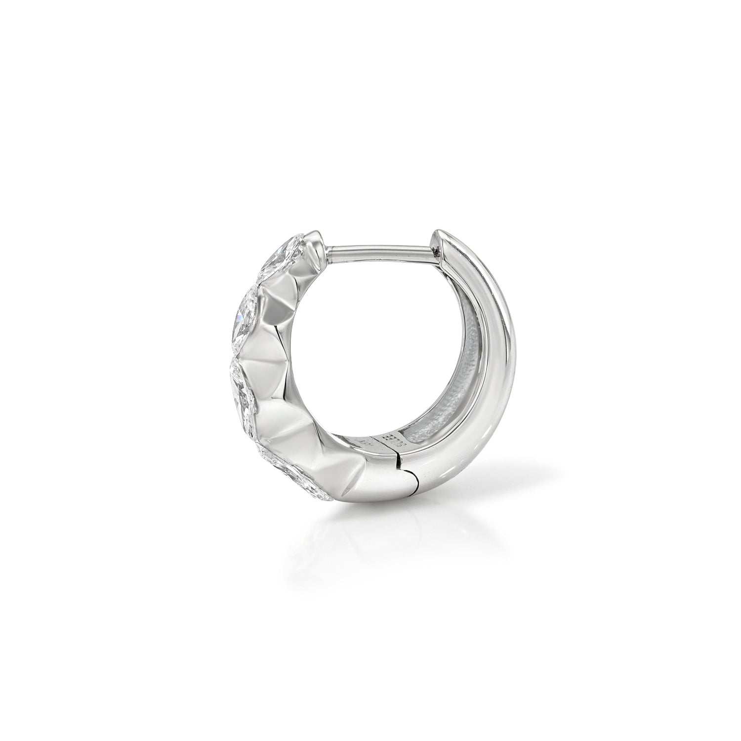 18k white gold 9.5mm graduating marquise diamond tapered hoop