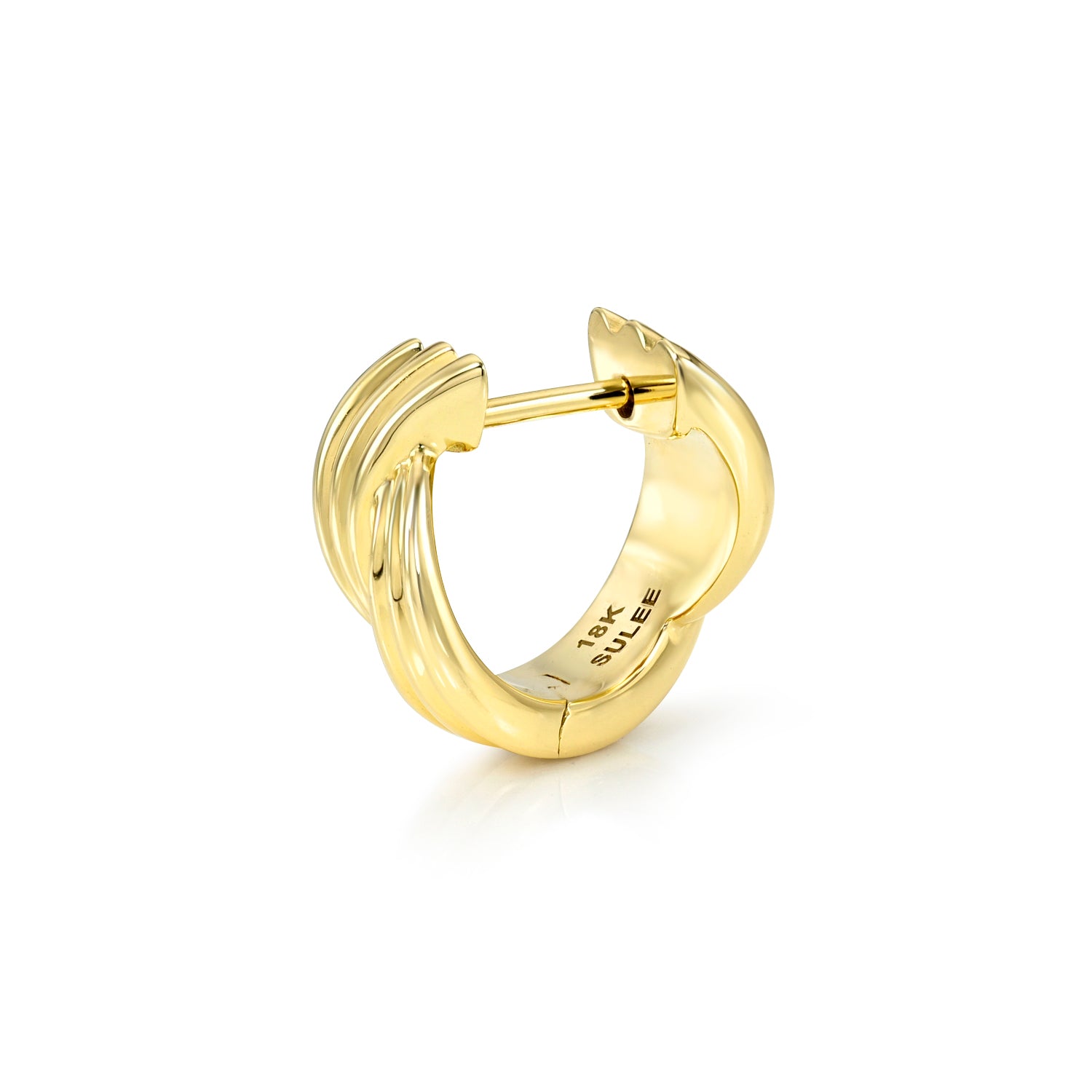 18k yellow gold 9.5mm triple tapered hoop