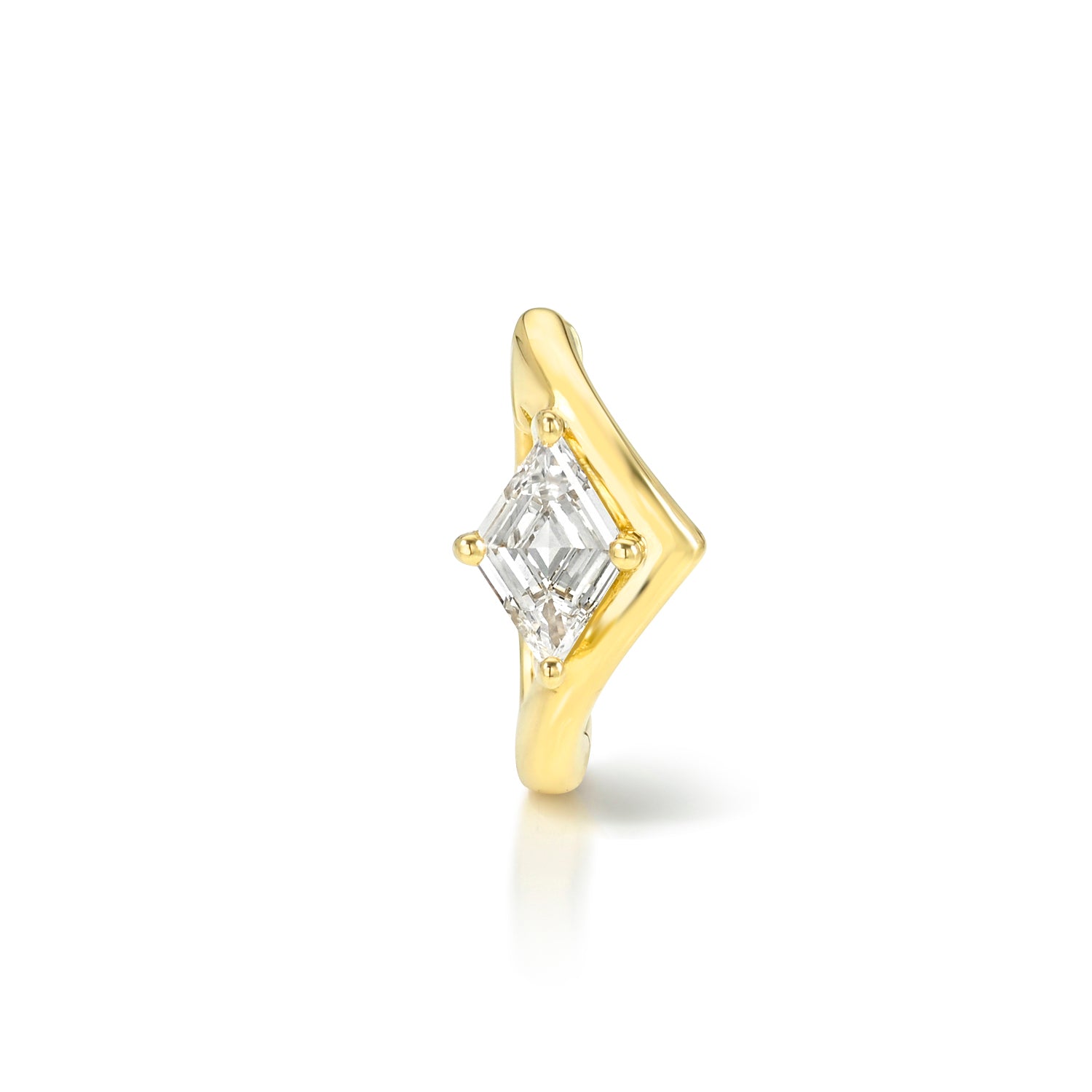 18k yellow gold 9.5mm Viv hoop with lozenge diamond center