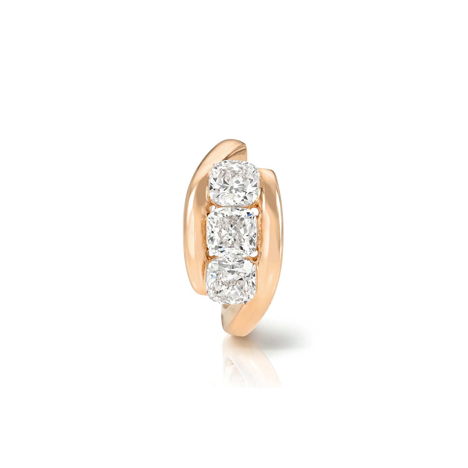 18k rose gold 9.5mm three cushion cut diamond hoop