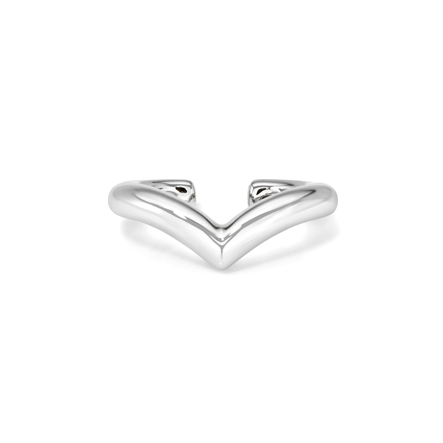 18k white gold bold V shaped ear cuff