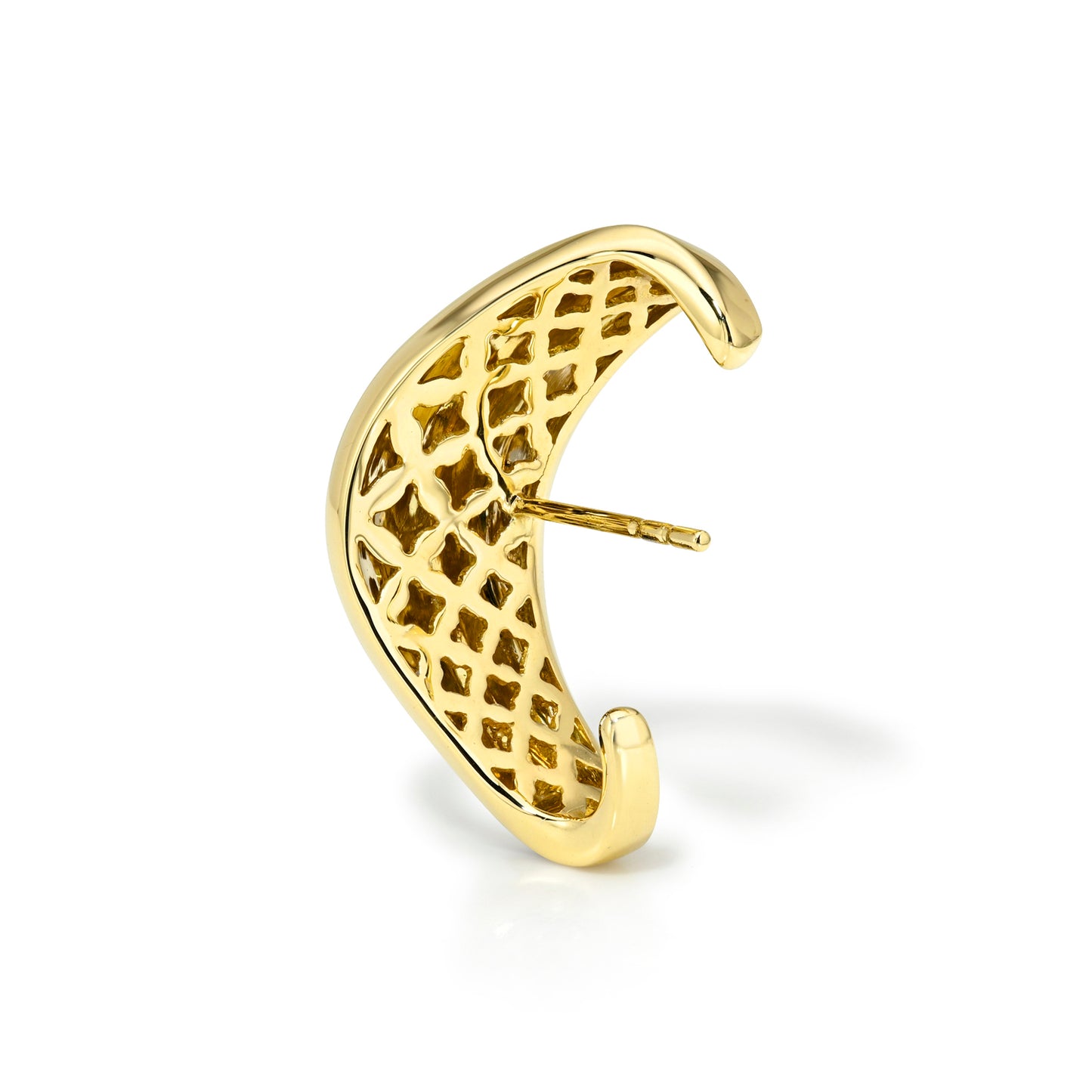 18k yellow gold and white gold lobe cuff earring