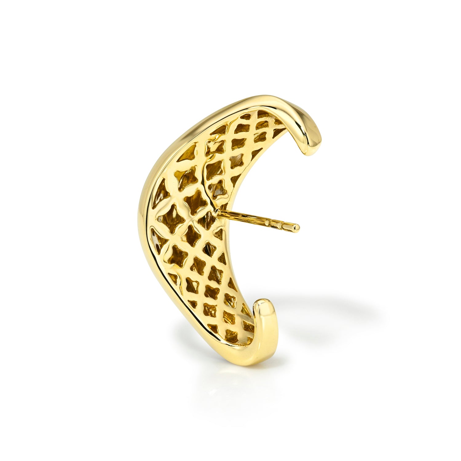 18k yellow gold and white gold lobe cuff earring