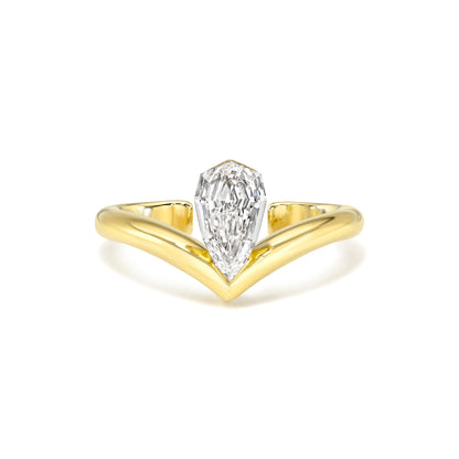 18k yellow gold V shaped ear cuff with pear step-cut diamond 