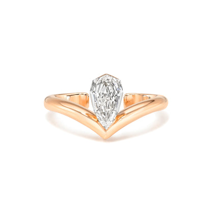 18k rose gold V shaped ear cuff with pear step-cut diamond 