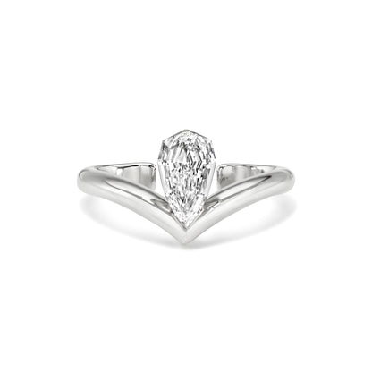 18k white gold V shaped ear cuff with pear step-cut diamond 