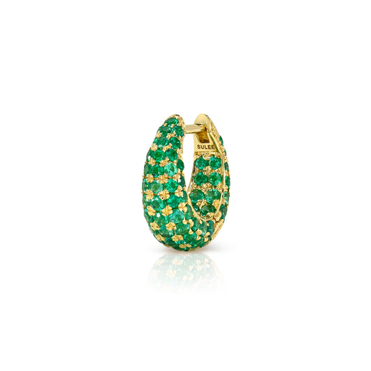 8MM EMERALD ENCRUSTED TAPERED HOOP