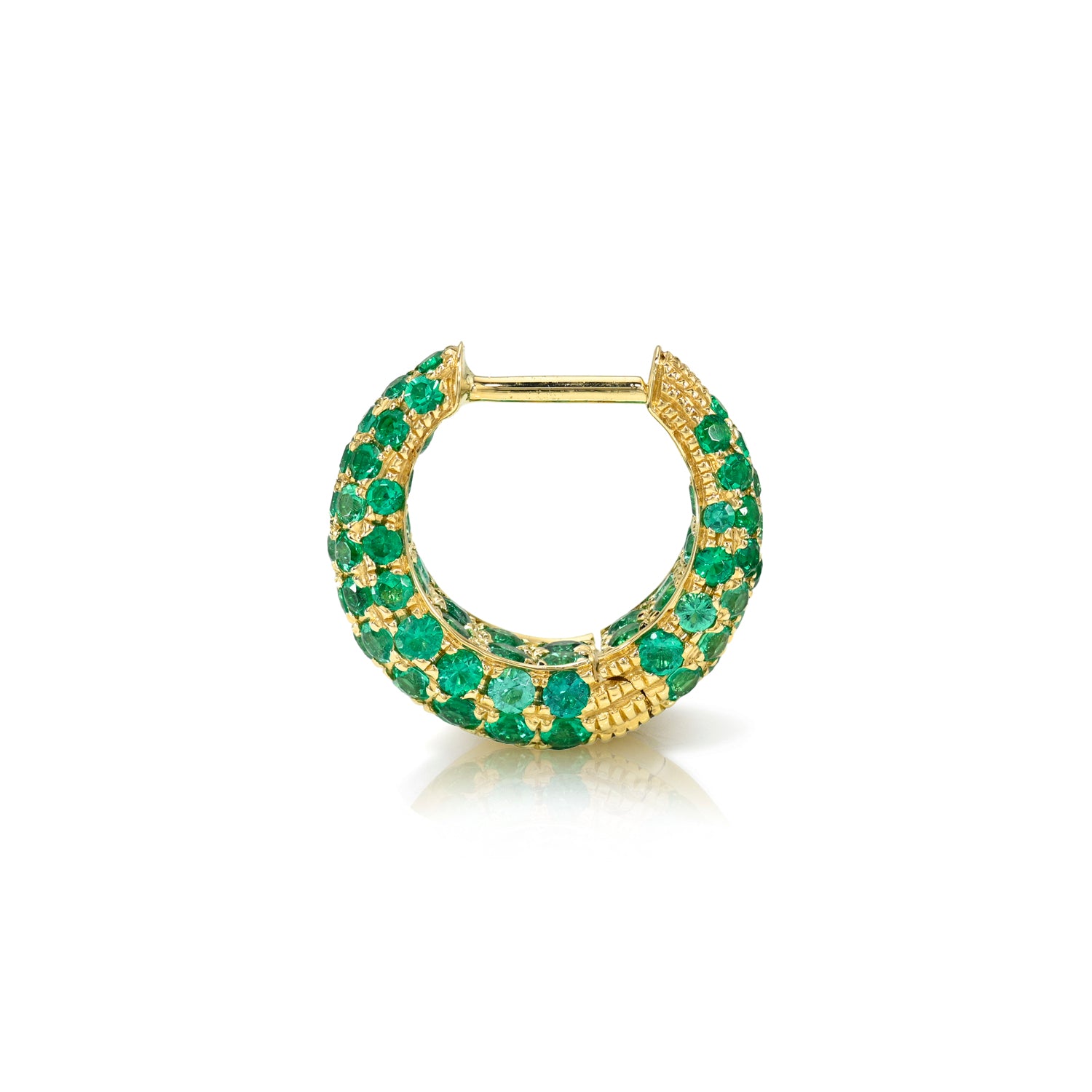 8MM EMERALD ENCRUSTED TAPERED HOOP