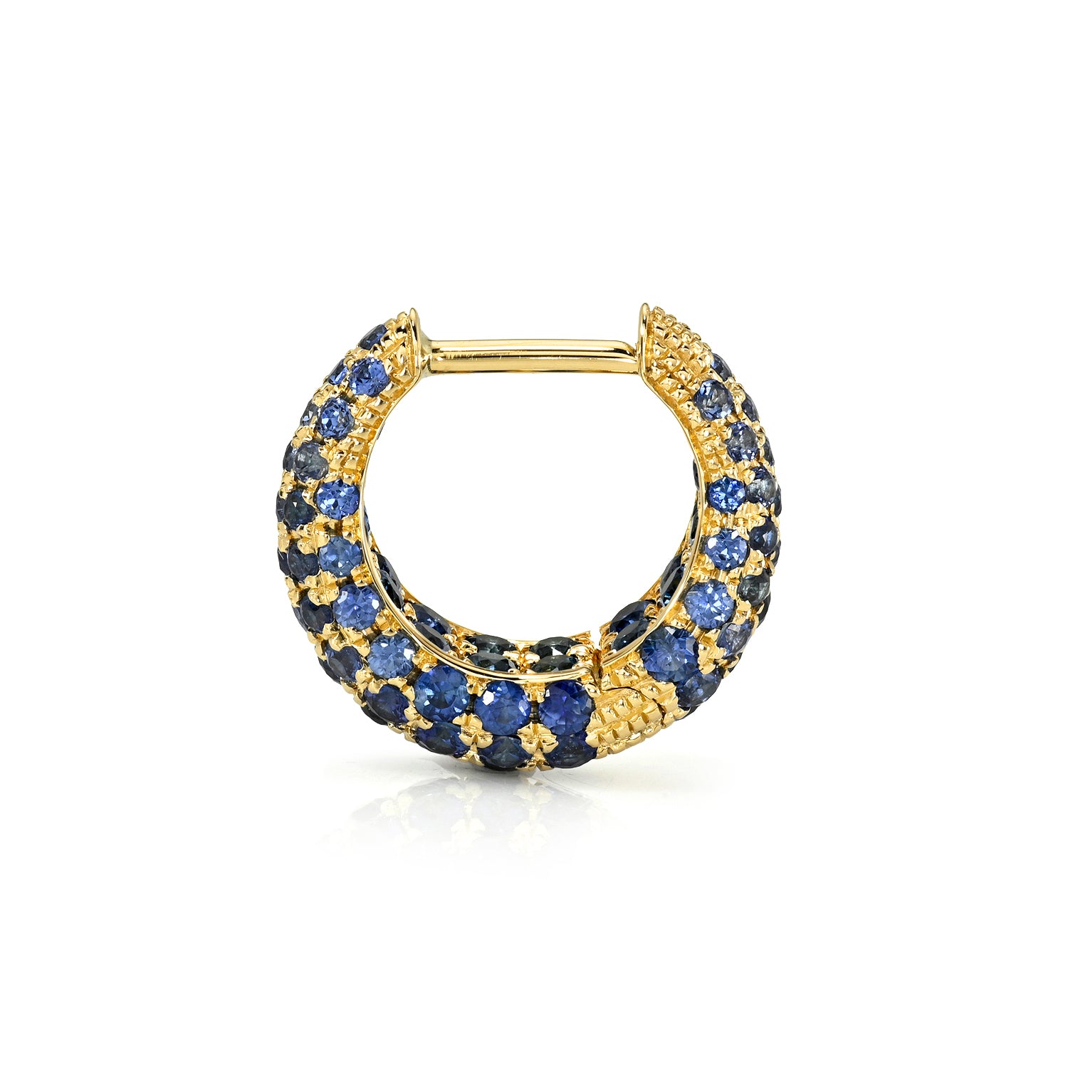 8MM BLUE SAPPHIRE ENCRUSTED TAPERED HOOP