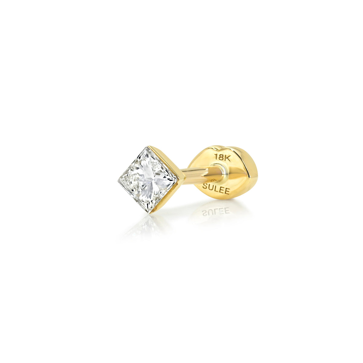 FLOATING PRINCESS-CUT DIAMOND THREADED STUD