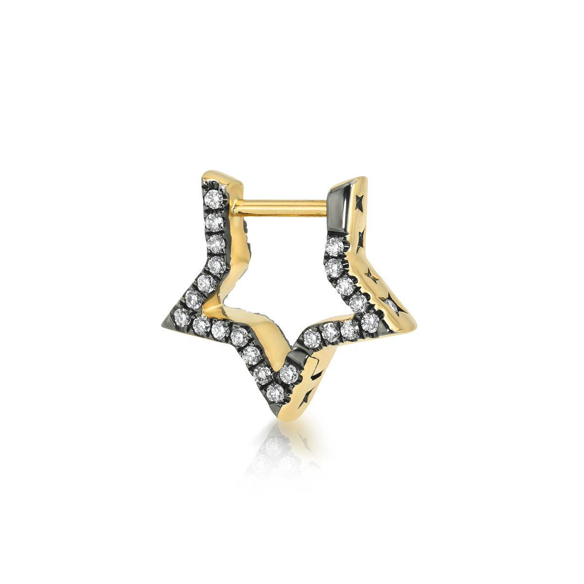 SMALL PAVE STAR HALO TAPERED HOOP