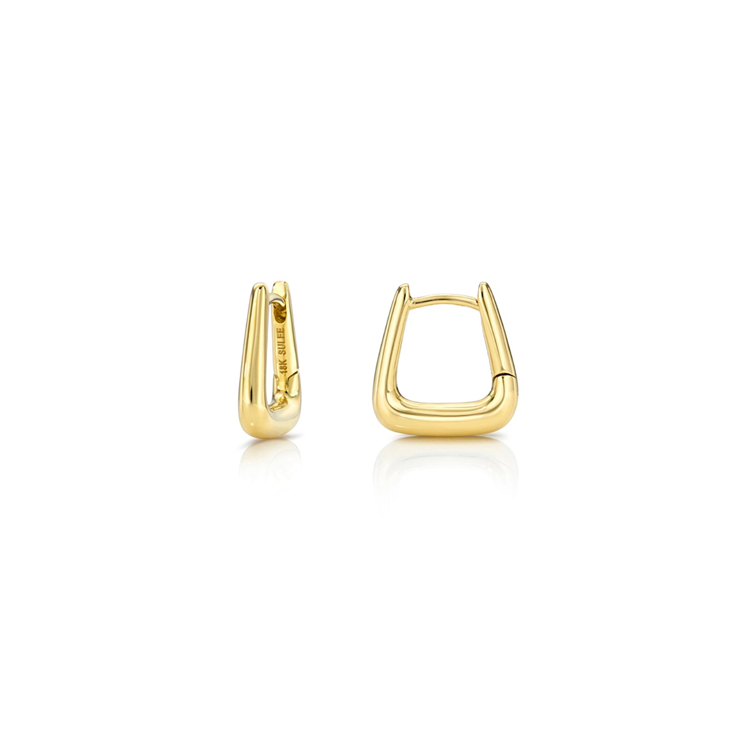 18k yellow gold 8mm trapezoid/trapeze shaped hinged hoops