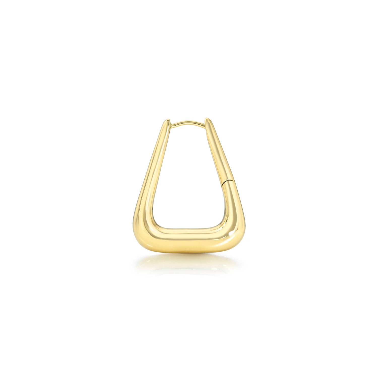 18k yellow gold 13mm trapezoid/trapeze shaped hinged hoop