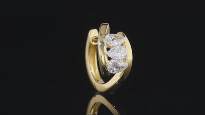 18k yellow gold 9.5mm three pear diamond hoop